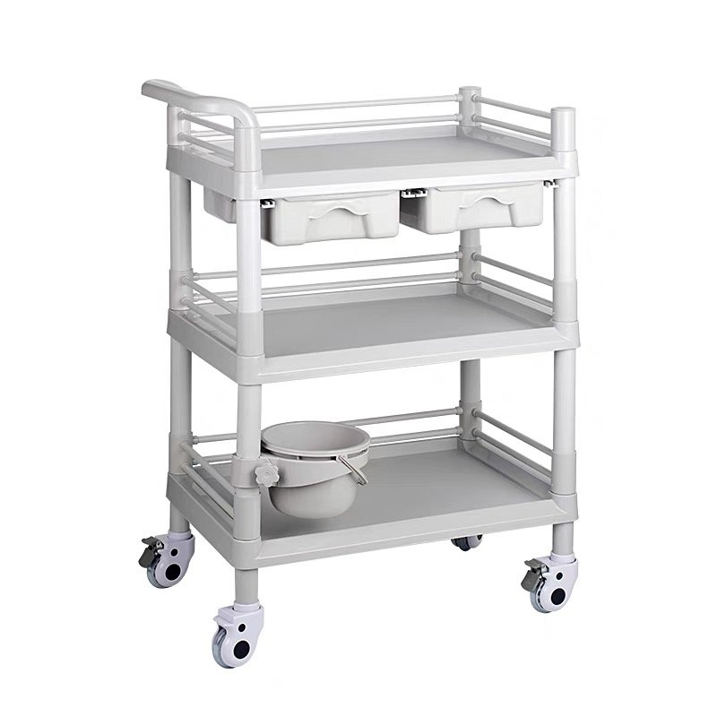 abs medical trolley with drawers and wheels