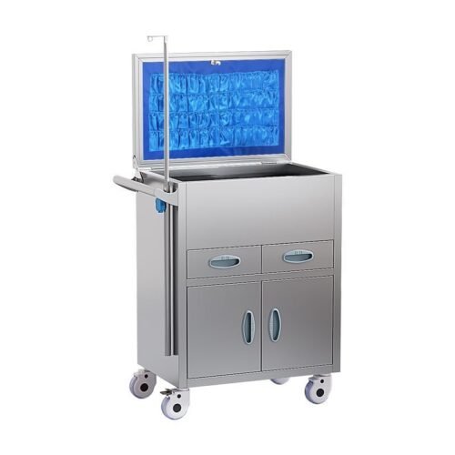 multifunction stainless steel emergency trolley with drawers and storage compartments