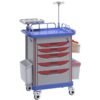ABS Emergency Crash Cart with Defibrillator Shelf and IV Pole