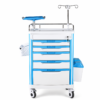 hospital abs emergency crash cart with defibrillator shelf and iv pole