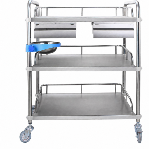 stainless steel medical dressing trolley Medical Dressing Trolley with 2 Drawers