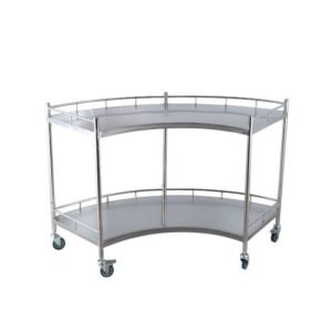 Fan-Shaped Instrument Trolley with Two Shelves