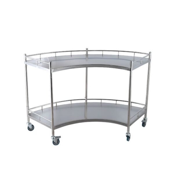Fan-Shaped Instrument Trolley with Two Shelves