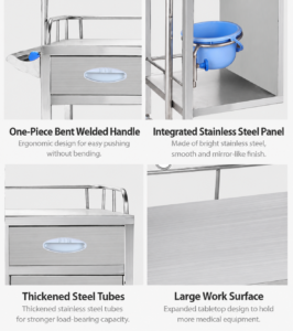 Stainless Steel Obstetric Trolley for Hospital