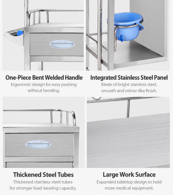 Stainless Steel Obstetric Trolley for Hospital