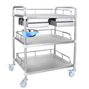 Stainless Steel Medical Dressing Trolley with Shelves