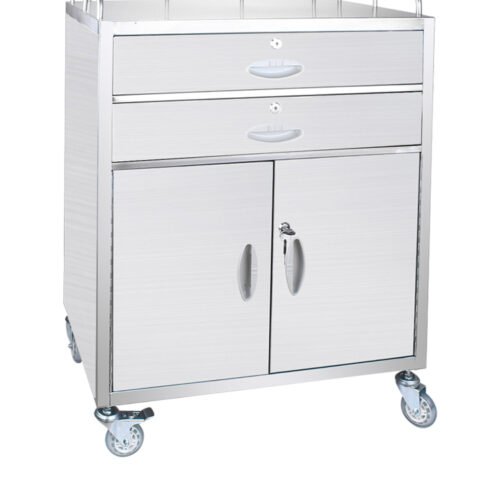 Stainless steel medical trolley with drawers and cabinet for hospital