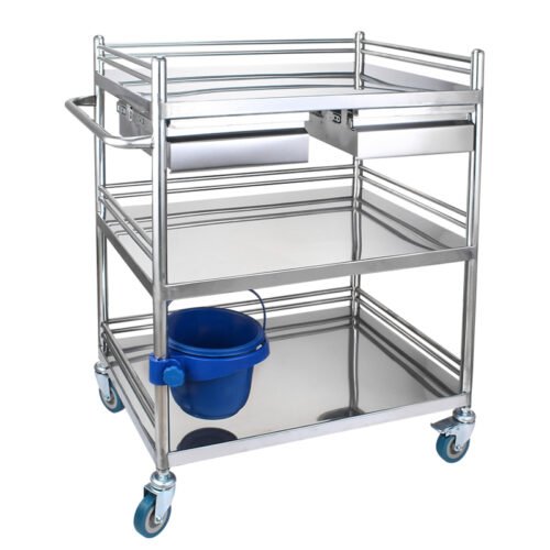 Stainless Steel Dressing Trolley with Drawer for Hospital
