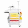 Medical Emergency Crash Cart with 5 Drawers and Defibrillator Shelf