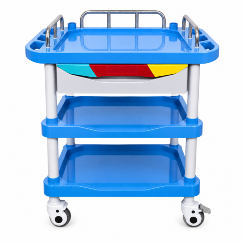 3 tier medical treatment trolley with drawer