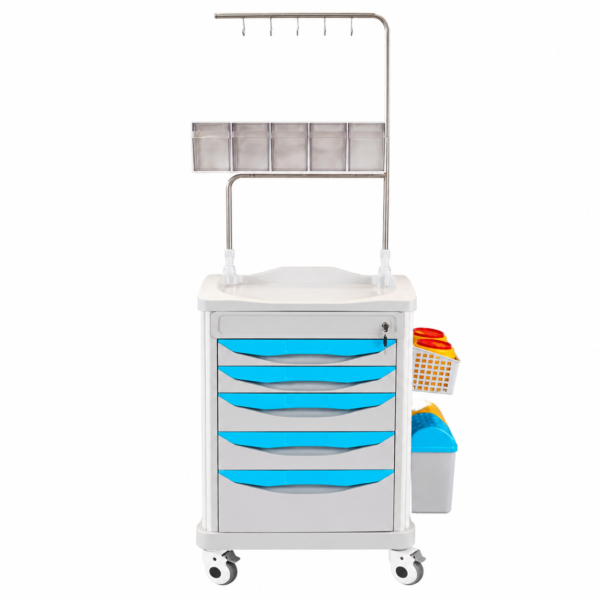 5 Drawer Emergency Crash Cart with IV Pole for Hospital