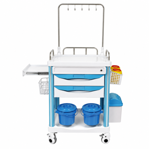 ABS emergency crash cart with IV pole for hospital ICU
