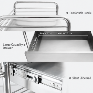 Mobile Stainless Steel Dressing Cart with Casters