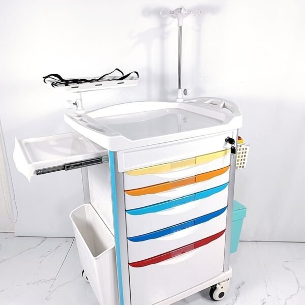 Medical Crash Cart with Defibrillator Shelf