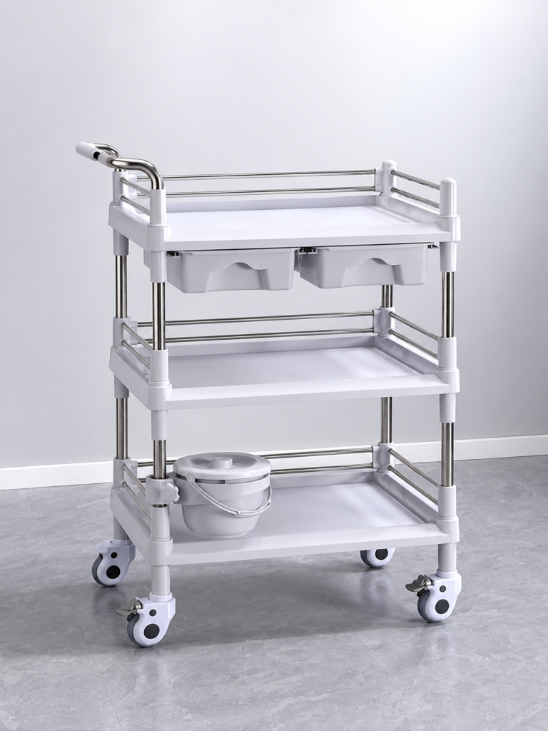 Hospital Medical Utility Cart with Storage Shelves