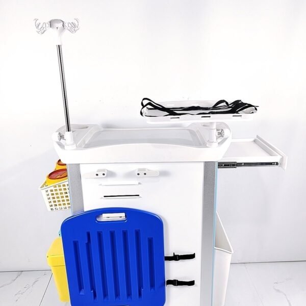 Medical Emergency Crash Cart with 5 Drawers and Defibrillator Shelf