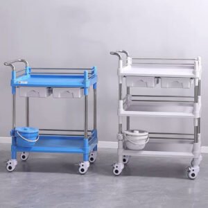 Stainless Steel Medical Utility Cart with Three Shelves