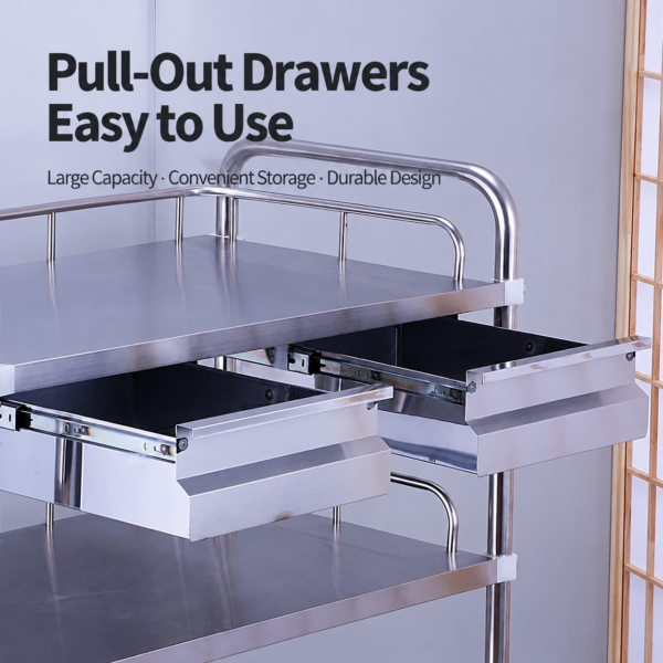 Stainless Steel Dressing Cart for Clinic Use