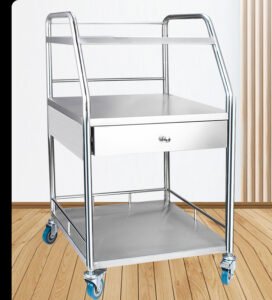Hospital Nursing Trolley with Three-Tier Storage