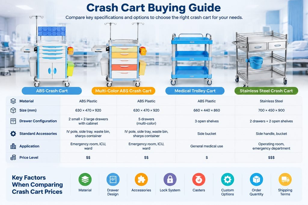 Crash cart buying guide comparing specifications accessories and options