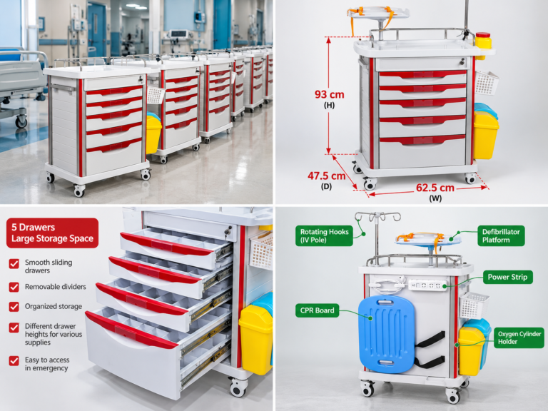 Crash carts in different sizes and configurations