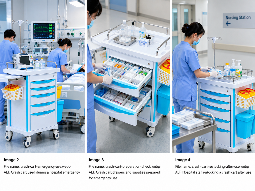 Crash cart used during a hospital emergency