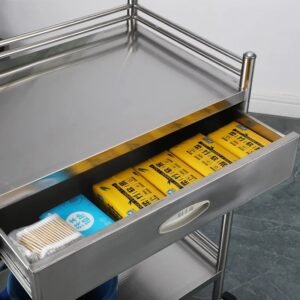 Medical Stainless Steel Dressing Trolley with Storage Shelves