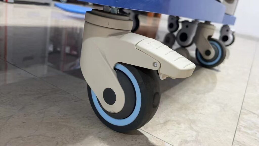 PU crash cart caster with a brake pedal